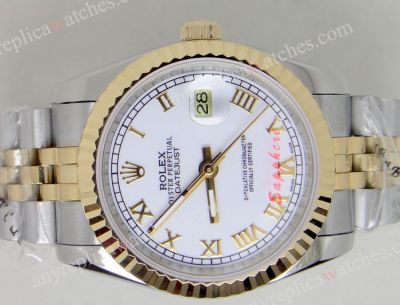2-Tone Jubilee Rolex Datejust White Roman Mens Replica watch
